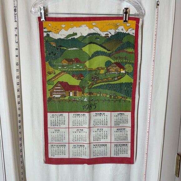 Vintage Linen 1985 Kitchen Towel With Country Scene - Picture 1 of 3